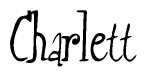The image is a stylized text or script that reads 'Charlett' in a cursive or calligraphic font.