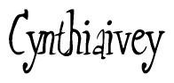 The image contains the word 'Cynthiaivey' written in a cursive, stylized font.