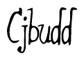 The image is of the word Cjbudd stylized in a cursive script.