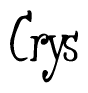 The image contains the word 'Crys' written in a cursive, stylized font.