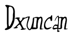The image is a stylized text or script that reads 'Dxuncan' in a cursive or calligraphic font.