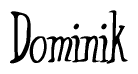 The image is a stylized text or script that reads 'Dominik' in a cursive or calligraphic font.