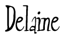 The image is of the word Delaine stylized in a cursive script.