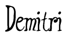 The image contains the word 'Demitri' written in a cursive, stylized font.