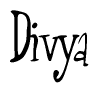 The image contains the word 'Divya' written in a cursive, stylized font.