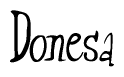 The image is of the word Donesa stylized in a cursive script.