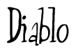 The image is of the word Diablo stylized in a cursive script.