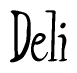 The image contains the word 'Deli' written in a cursive, stylized font.