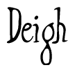 The image is a stylized text or script that reads 'Deigh' in a cursive or calligraphic font.