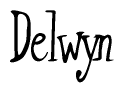 The image contains the word 'Delwyn' written in a cursive, stylized font.