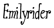 The image is of the word Emilyrider stylized in a cursive script.