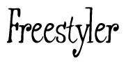 The image is of the word Freestyler stylized in a cursive script.