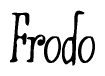The image is a stylized text or script that reads 'Frodo' in a cursive or calligraphic font.