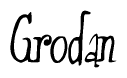 The image is a stylized text or script that reads 'Grodan' in a cursive or calligraphic font.