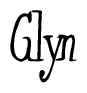The image is of the word Glyn stylized in a cursive script.
