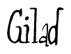 The image contains the word 'Gilad' written in a cursive, stylized font.