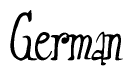 The image is of the word German stylized in a cursive script.