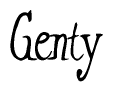 The image contains the word 'Genty' written in a cursive, stylized font.