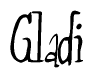 The image contains the word 'Gladi' written in a cursive, stylized font.