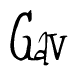 The image is a stylized text or script that reads 'Gav' in a cursive or calligraphic font.