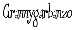 The image is of the word Grannygarbanzo stylized in a cursive script.