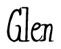 The image contains the word 'Glen' written in a cursive, stylized font.