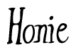 The image is of the word Honie stylized in a cursive script.