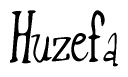 The image contains the word 'Huzefa' written in a cursive, stylized font.
