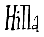 The image is of the word Hilla stylized in a cursive script.
