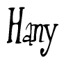The image contains the word 'Hany' written in a cursive, stylized font.