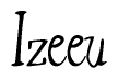 The image contains the word 'Izeeu' written in a cursive, stylized font.