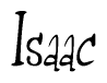The image contains the word 'Isaac' written in a cursive, stylized font.