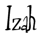 The image is of the word Izah stylized in a cursive script.