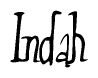 The image contains the word 'Indah' written in a cursive, stylized font.