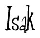 The image is a stylized text or script that reads 'Isak' in a cursive or calligraphic font.