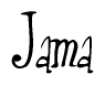 The image is of the word Jama stylized in a cursive script.