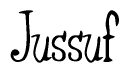 The image contains the word 'Jussuf' written in a cursive, stylized font.