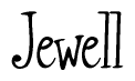 The image is of the word Jewell stylized in a cursive script.