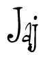 The image is a stylized text or script that reads 'Jaj' in a cursive or calligraphic font.