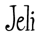 The image is of the word Jeli stylized in a cursive script.