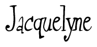 The image is a stylized text or script that reads 'Jacquelyne' in a cursive or calligraphic font.