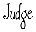The image contains the word 'Judge' written in a cursive, stylized font.