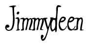The image is of the word Jimmydeen stylized in a cursive script.