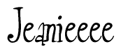 The image contains the word 'Jeanieeee' written in a cursive, stylized font.