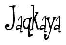 The image contains the word 'Jaqkaya' written in a cursive, stylized font.