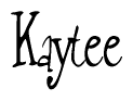 The image is of the word Kaytee stylized in a cursive script.
