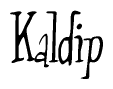 The image contains the word 'Kaldip' written in a cursive, stylized font.