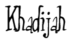 The image contains the word 'Khadijah' written in a cursive, stylized font.