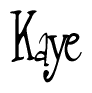 The image contains the word 'Kaye' written in a cursive, stylized font.