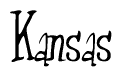 The image is a stylized text or script that reads 'Kansas' in a cursive or calligraphic font.
